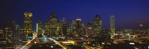 Framed Buildings at Night, Dallas, Texas Print