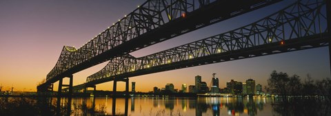 Framed Low angle view of a bridge across a river, New Orleans, Louisiana, USA Print