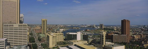 Framed High angle view of skyscrapers in a city, Baltimore, Maryland, USA Print