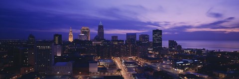 Framed High angle view of buildings in a city, Cleveland, Ohio, USA Print