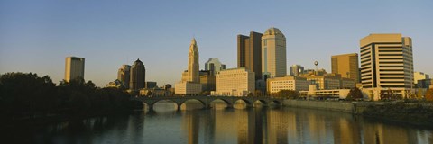 Framed High angle view of buildings at the waterfront, Columbus, Ohio, USA Print