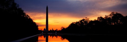 Framed Silhouette of an obelisk at dusk, Washington Monument, Washington DC, USA Print