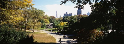 Framed High angle view of a group of people walking in a park, Central Park, Manhattan, New York City, New York State, USA Print