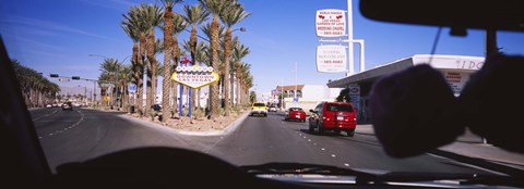 Framed Traffic entering downtown, Las Vegas, Nevada, USA Print