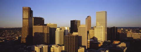 Framed Sun reflecting off skyscrapers in Denver, Colorado, USA Print