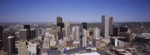 Framed Aerial view of Skyscrapers in Denver, Colorado, USA Print