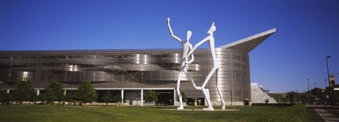 Framed Dancers sculpture by Jonathan Borofsky in front of a building, Colorado Convention Center, Denver, Colorado Print