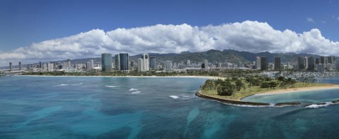 Framed Honolulu, Oahu, Hawaii Waterfront Print