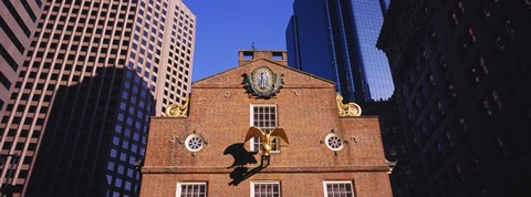 Framed Low angle view of a golden eagle outside of a building, Old State House, Freedom Trail, Boston, Massachusetts, USA Print
