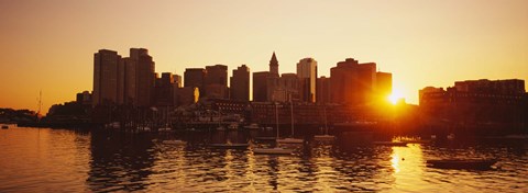 Framed Sunset over skyscrapers, Boston, Massachusetts, USA Print