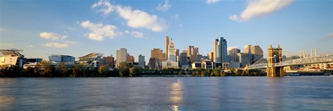 Framed Waterfront Buildings in Cincinnati Print