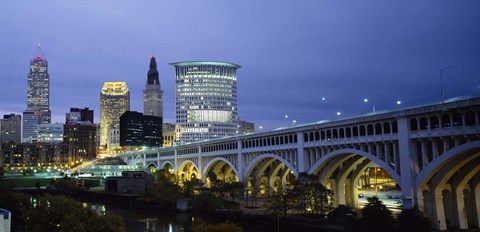 Framed Detroit Avenue Bridge at Dusk Print