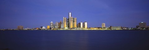 Framed Detroit Waterfront Skyline Print