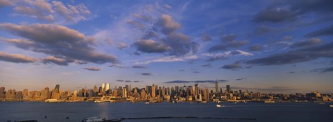 Framed New York Skyline from a Distance with Cloudy Sky Print