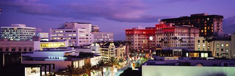 Framed High angle view of buildings in a city, Rodeo Drive, Beverly Hills, California, USA Print