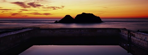 Framed Silhouette of islands in the ocean, Sutro Baths, San Francisco, California, USA Print