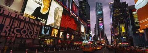 Framed Buildings lit up at night, Times Square, Manhattan Print