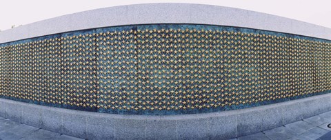 Framed Stars mounted on the wall at a war memorial, Freedom Wall, National World War II Memorial, Washington DC, USA Print