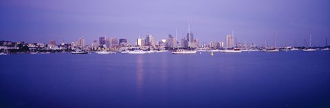 Framed San Diego Waterfront with Purple Sky Print