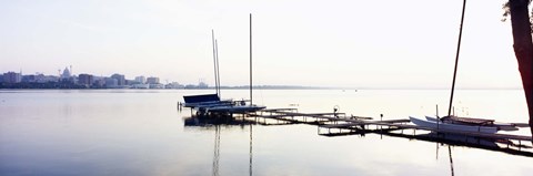 Framed Boats at a harbor, Lake Monona, Madison, Dane County, Wisconsin, USA Print