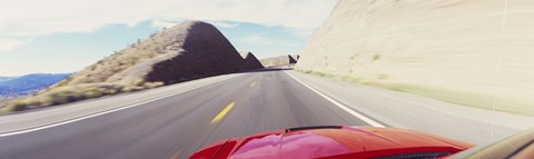Framed Car on a road, outside Las Vegas, Nevada, USA Print