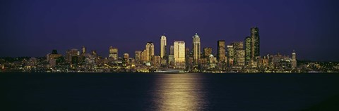 Framed Skyscrapers at the waterfront, Elliott Bay, Seattle, Washington State Print