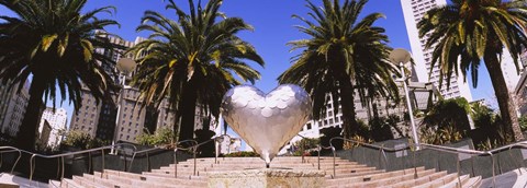 Framed Low angle view of a heart shape sculpture on the steps, Union Square, San Francisco, California, USA Print