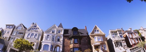 Framed Low angle view of houses in a row, Presidio Heights, San Francisco, California Print