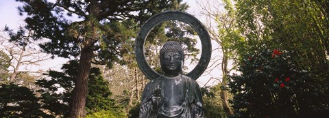 Framed Statue of Buddha in a park, Japanese Tea Garden, Golden Gate Park, San Francisco, California, USA Print