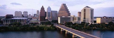Framed Skylines in a city, Lady Bird Lake, Colorado River, Austin, Travis County, Texas, USA Print