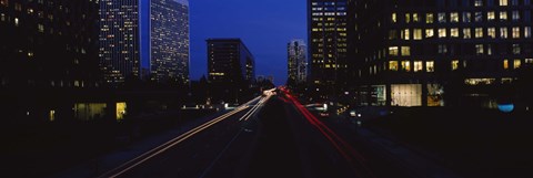Framed Buildings lit up at night, Century City, Los Angeles, California, USA Print