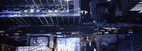 Framed Aerial view of vehicles on the road in a city, New York City Print