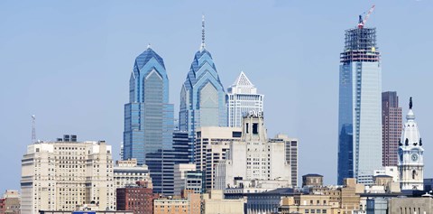 Framed Skyscrapers in a city, Philadelphia, Philadelphia County, Pennsylvania, USA Print