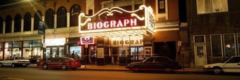 Framed Theater lit up at night, Biograph Theater, Lincoln Avenue, Chicago, Illinois, USA Print
