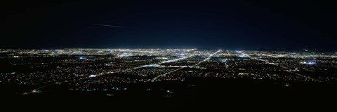 Framed Aerial view of a city lit up at night, Phoenix, Maricopa County, Arizona, USA Print