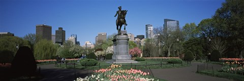 Framed Statue in a garden, George Washington Statue, Boston Public Garden, Boston, Suffolk County, Massachusetts, USA Print