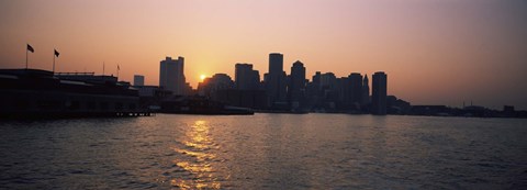 Framed Buildings at the waterfront, Boston Harbor, Boston, Suffolk County, Massachusetts, USA Print