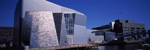 Framed Buildings at the waterfront, New England Aquarium, Boston Harbor, Boston, Suffolk County, Massachusetts, USA Print