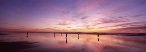Framed Group of people watching the sunset, San Francisco, California, USA Print