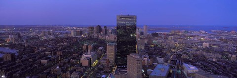 Framed Aerial View of Boston at Night Print