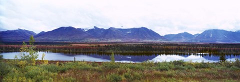 Framed Lake with a mountain range in the background, Mt McKinley, Denali National Park, Anchorage, Alaska, USA Print