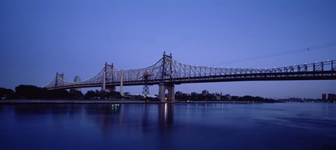 Framed Queensboro Bridge Over East River, Manhattan (blue sky) Print