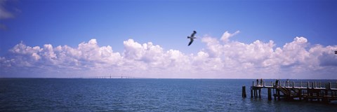 Framed Pier over the sea, Fort De Soto Park, Tampa Bay, Gulf of Mexico, St. Petersburg, Pinellas County, Florida, USA Print
