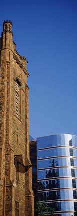 Framed Skyscrapers in a city, Presbyterian Church, Midtown plaza, Atlanta, Fulton County, Georgia, USA Print