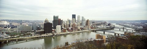 Framed High angle view of a city, Pittsburgh, Allegheny County, Pennsylvania, USA Print