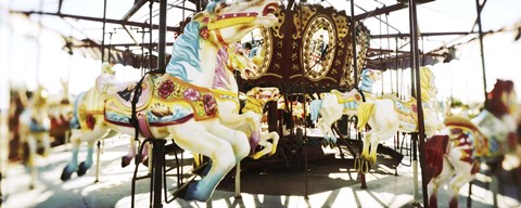 Framed Close-up of carousel horses, Coney Island, Brooklyn, New York City, New York State, USA Print