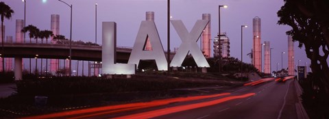 Framed Airport at dusk, Los Angeles International Airport, Los Angeles, Los Angeles County, California, USA Print