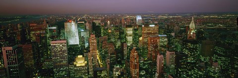 Framed Skyscrapers at night, New York City, New York State, USA Print
