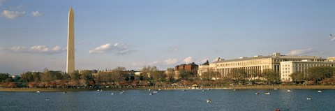 Framed Monument at the riverside, Washington Monument, Potomac River, Washington DC, USA Print