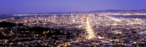 Framed Aerial view of a city, San Francisco, California, USA Print